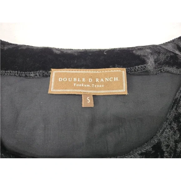 Double D Ranch Crushed Velvet Embroidered Dolman Sleeve Blouse Black Size S - Picture 3 of 7